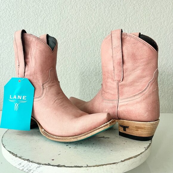 Lane EMMA JANE Womens Cowboy Bootie 7 Pink Leather Western Cowgirl Ankle Boots - Picture 12 of 12